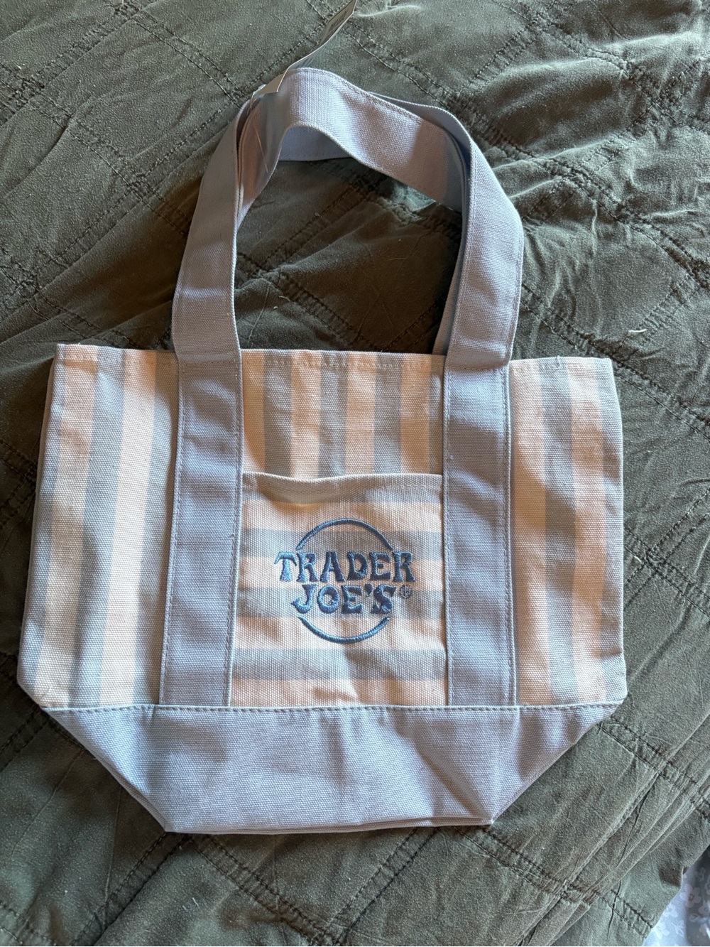 Trader Joe's Light Blue & White Striped Canvas Tote
